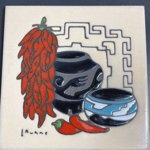 6x6 Hand in Hand Southwest Chili and Pottery Design Tile Trivet